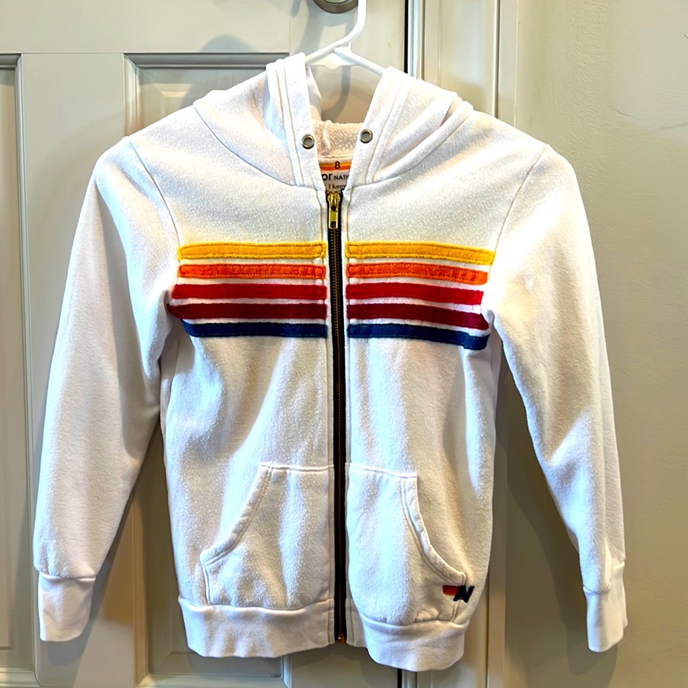 Aviator Nation 5 Stripe Kids Hoodie Size 8